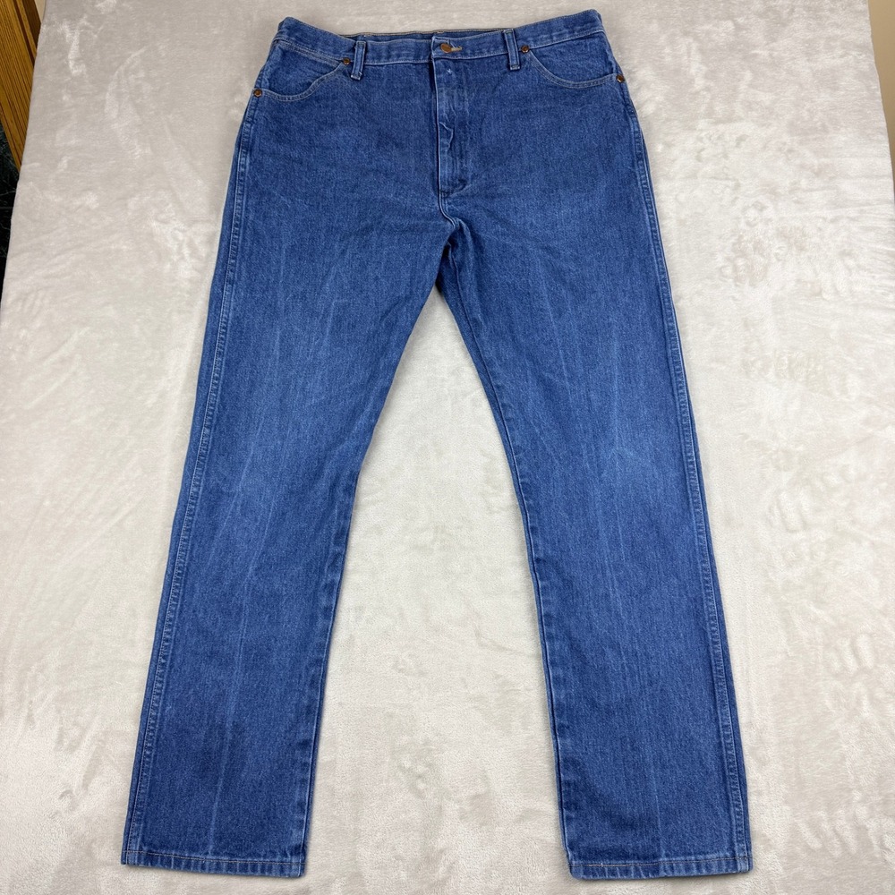 VTG Wrangler Cowboy Cut Jeans Men 40x34 Blue Original Western 13MWZ Fit 39x33